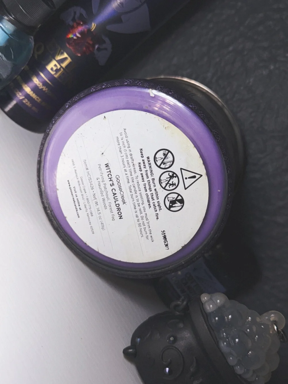 Goosecreek Purple Witch's Cauldron Jar Candle & Bath and Body works bundle